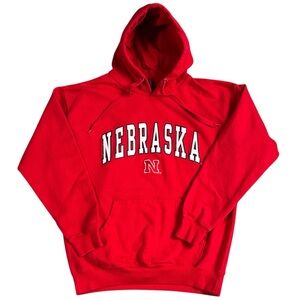 Vintage Y2K University Of Nebraska Huskers Kangaroo Pocket Hoodie Red Men’s L